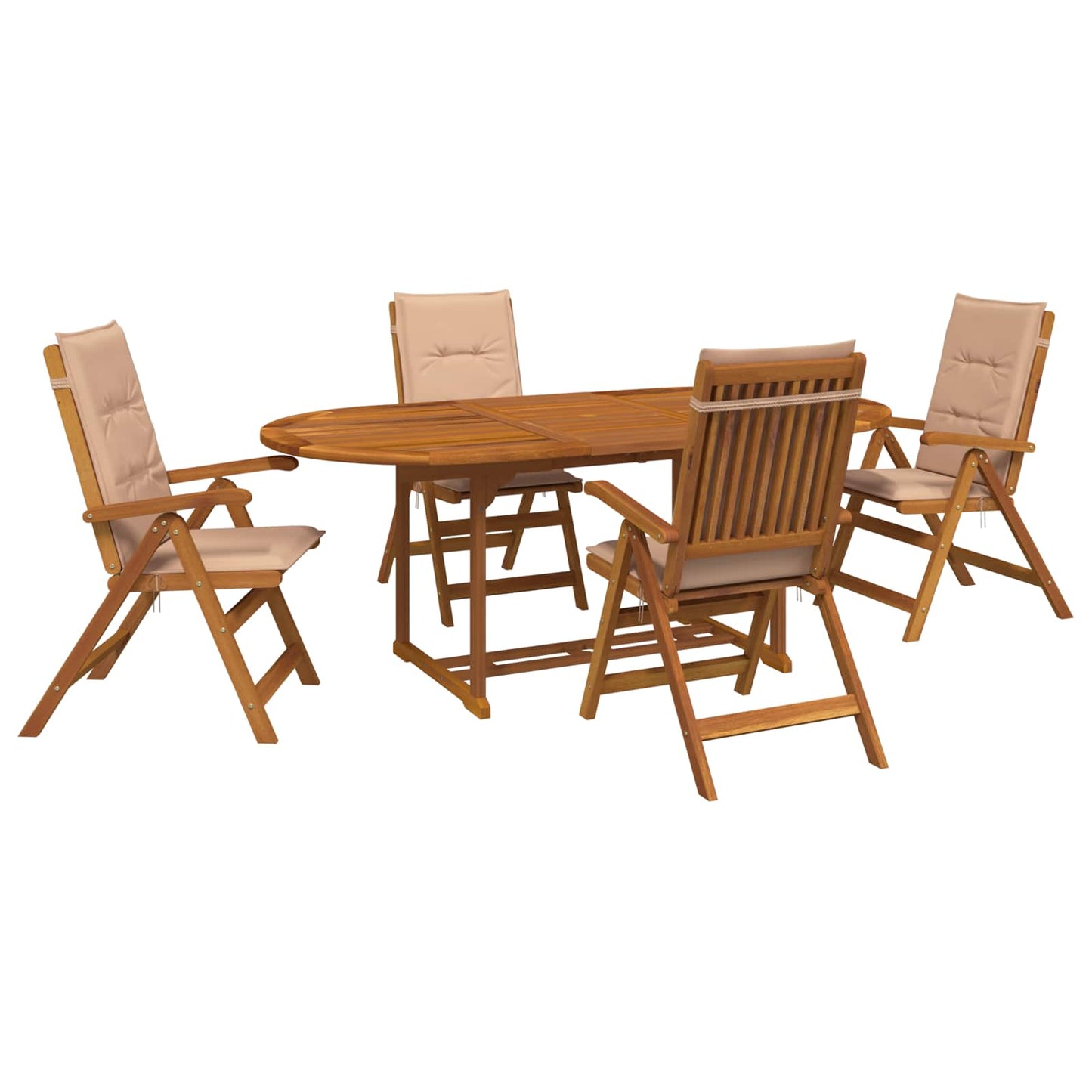 vidaXL 5-Piece Garden Dining Set Natural Solid Acacia Wood