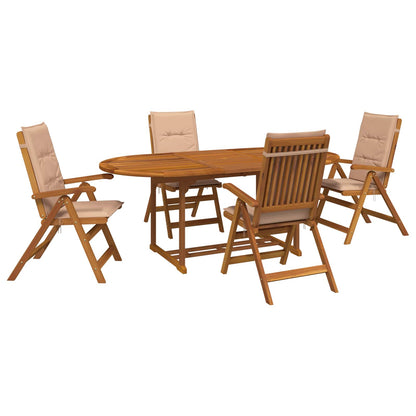 vidaXL 5-Piece Garden Dining Set Natural Solid Acacia Wood