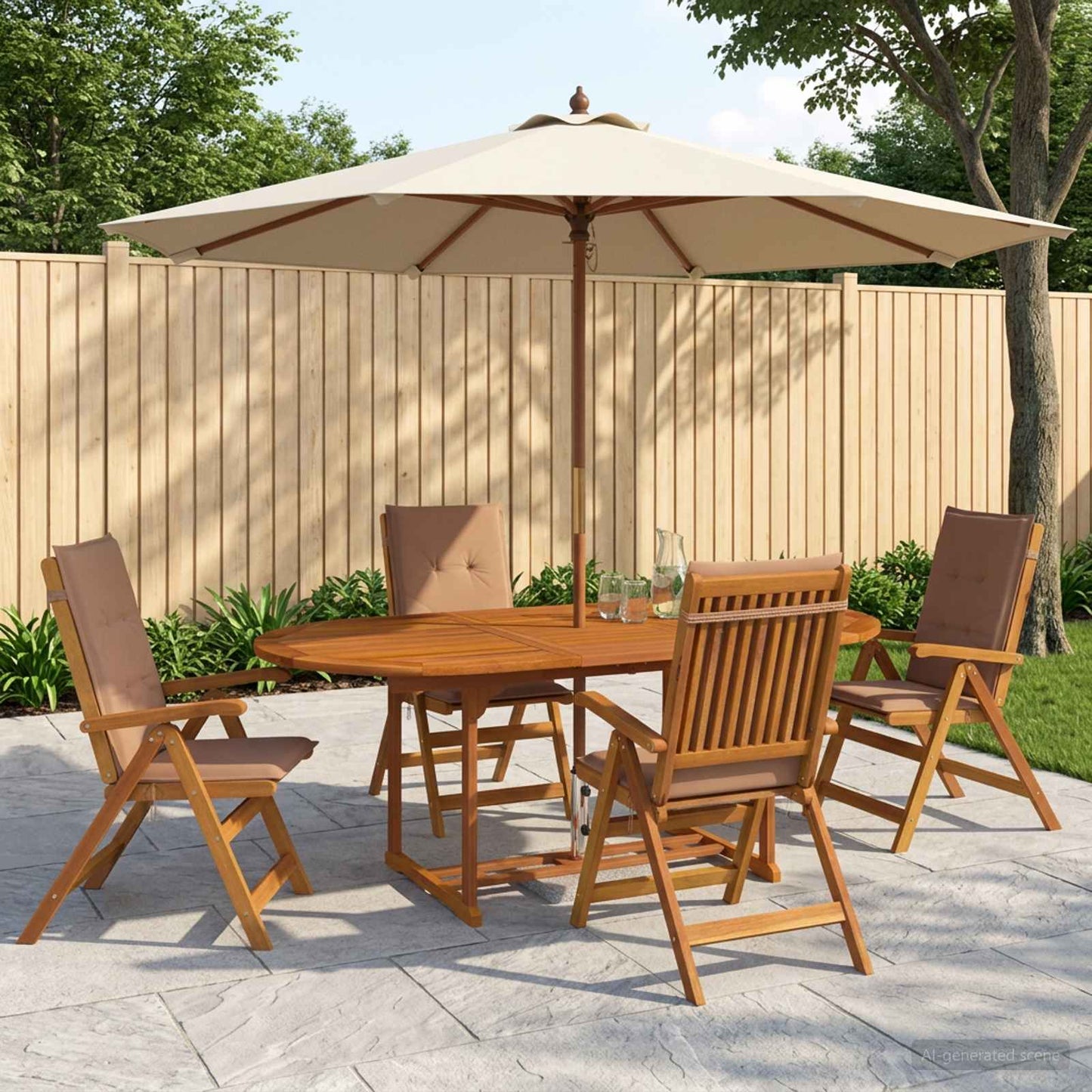 vidaXL 5-Piece Garden Dining Set Natural Solid Acacia Wood
