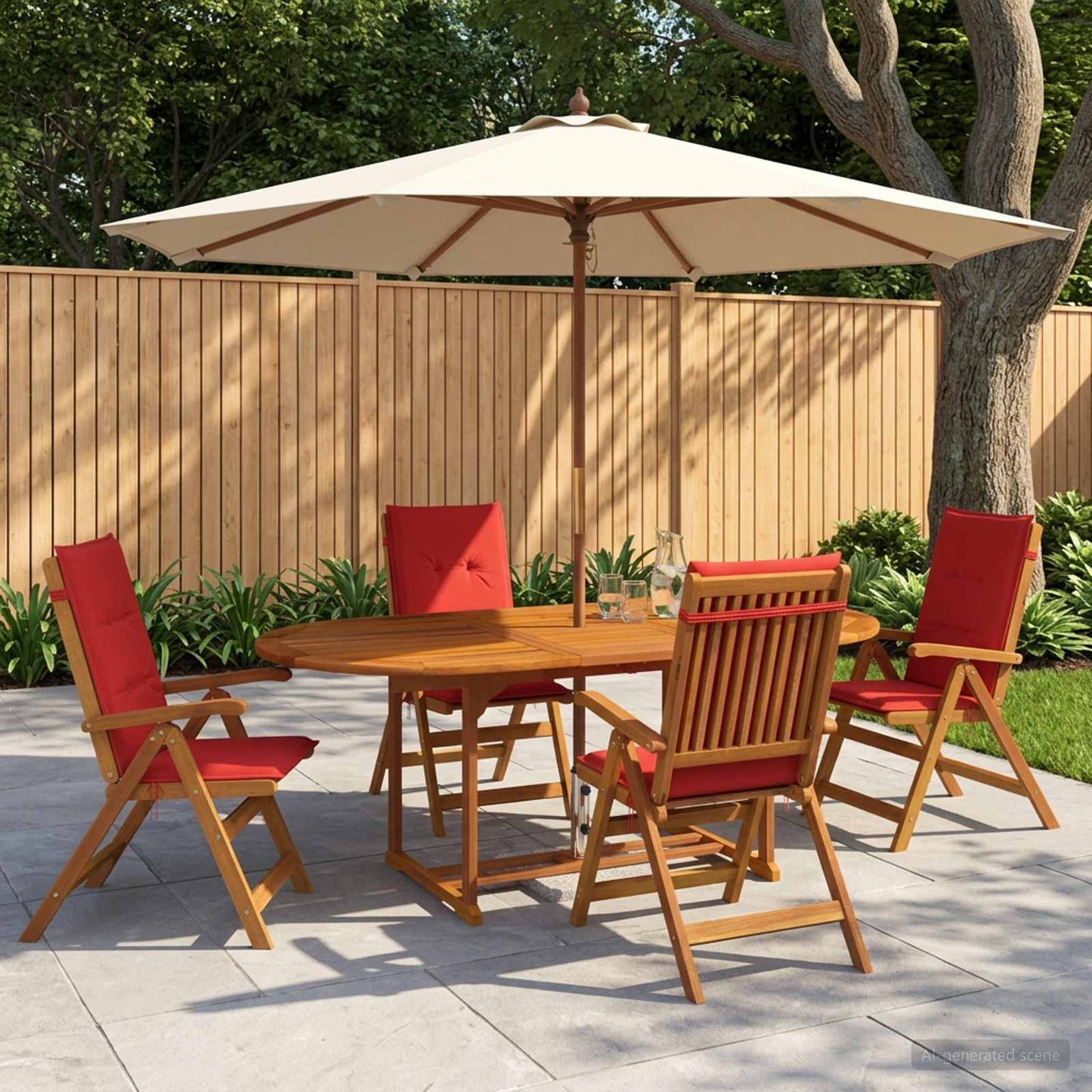 vidaXL 5-Piece Garden Dining Set Natural Solid Acacia Wood