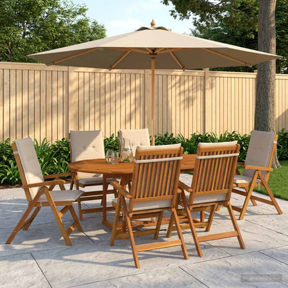 vidaXL 7-Piece Garden Dining Set Natural Solid Acacia Wood