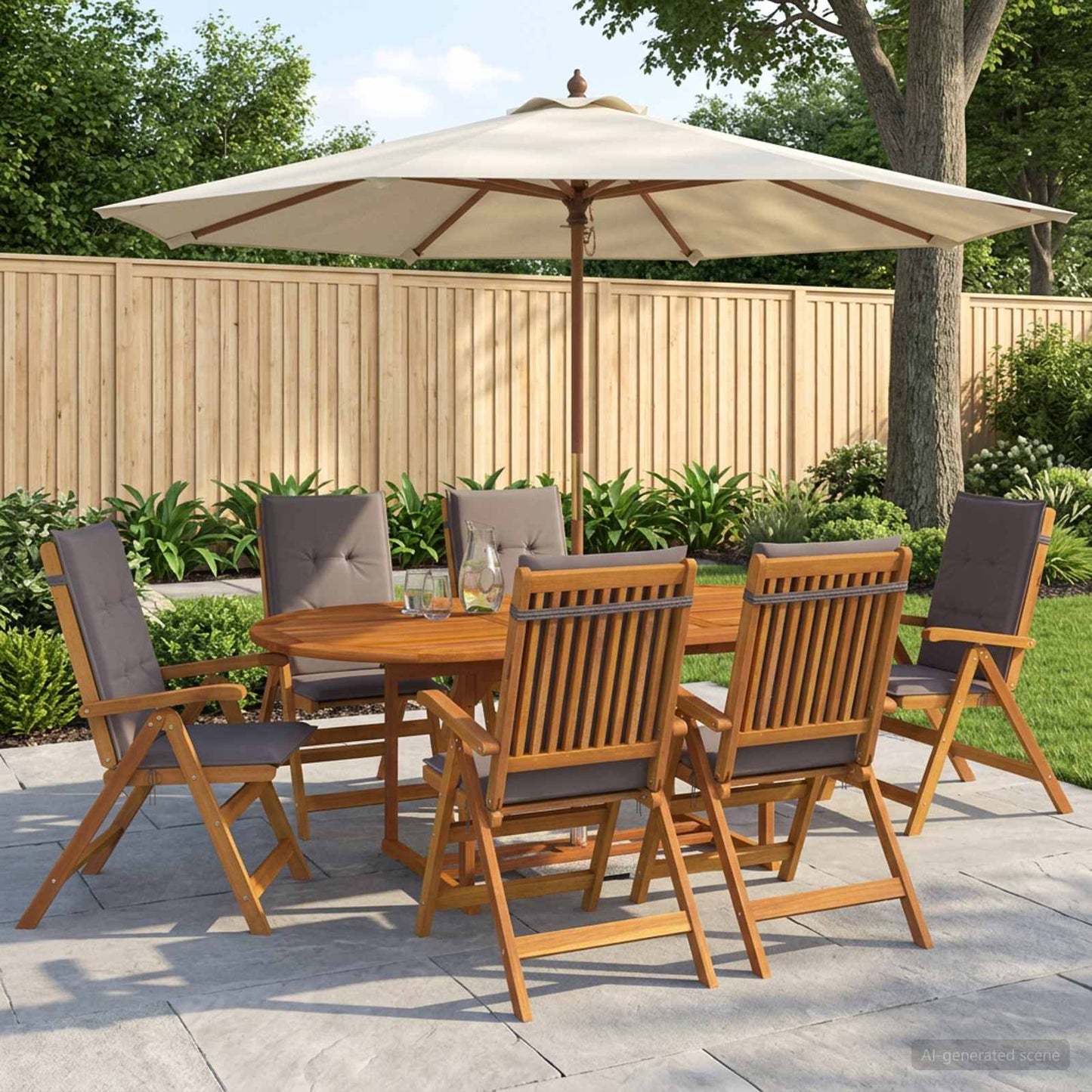 vidaXL 7-Piece Garden Dining Set Natural Solid Acacia Wood