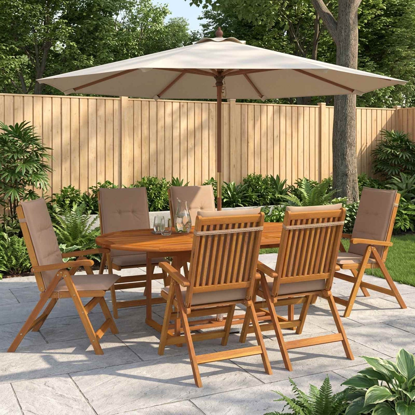 vidaXL 7-Piece Garden Dining Set Natural Solid Acacia Wood