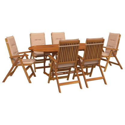 vidaXL 7-Piece Garden Dining Set Natural Solid Acacia Wood