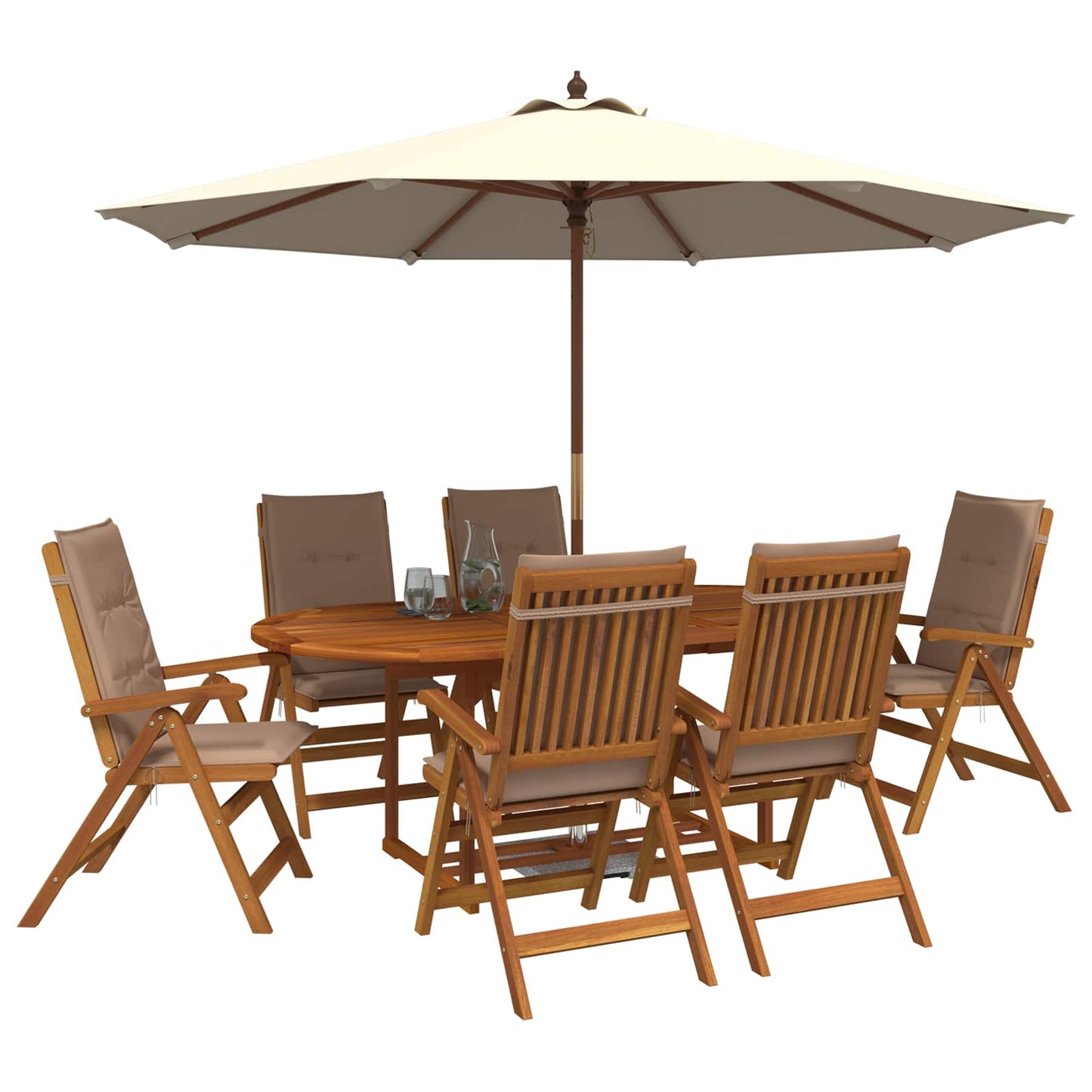 vidaXL 7-Piece Garden Dining Set Natural Solid Acacia Wood