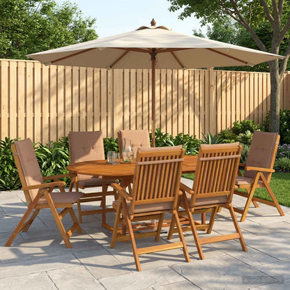vidaXL 7-Piece Garden Dining Set Natural Solid Acacia Wood