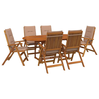 vidaXL 7-Piece Garden Dining Set Natural Solid Acacia Wood