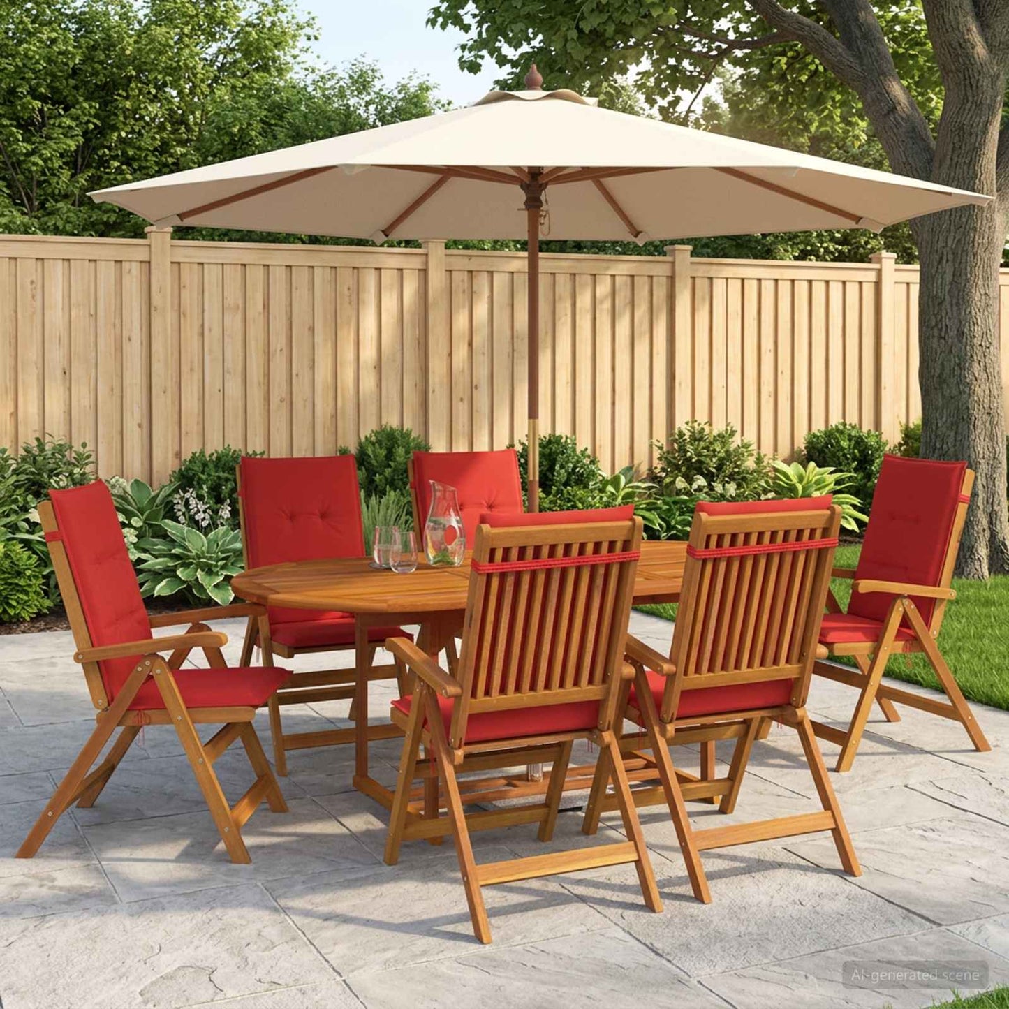 vidaXL 7-Piece Garden Dining Set Natural Solid Acacia Wood