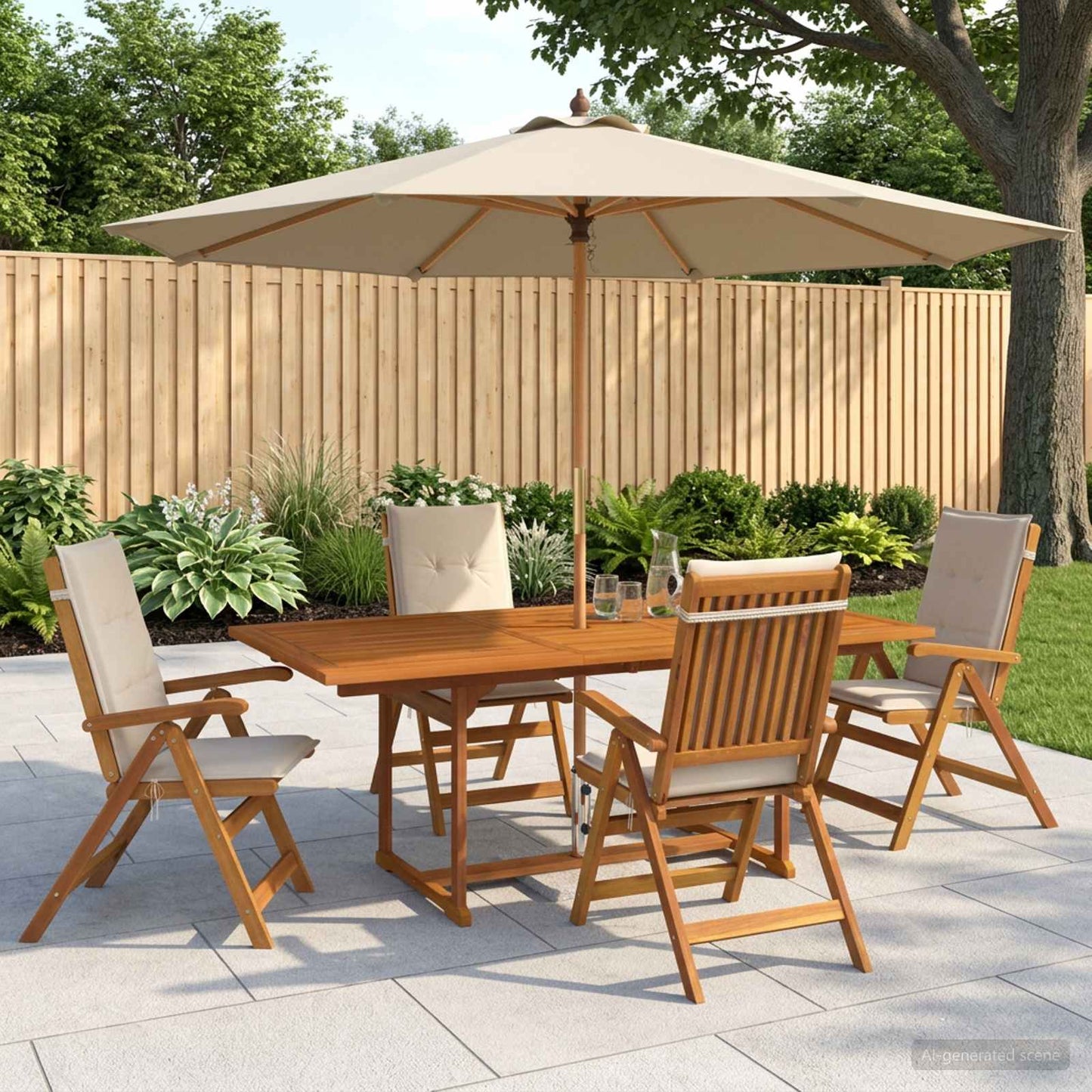 vidaXL 5-Piece Garden Dining Set Natural Solid Acacia Wood