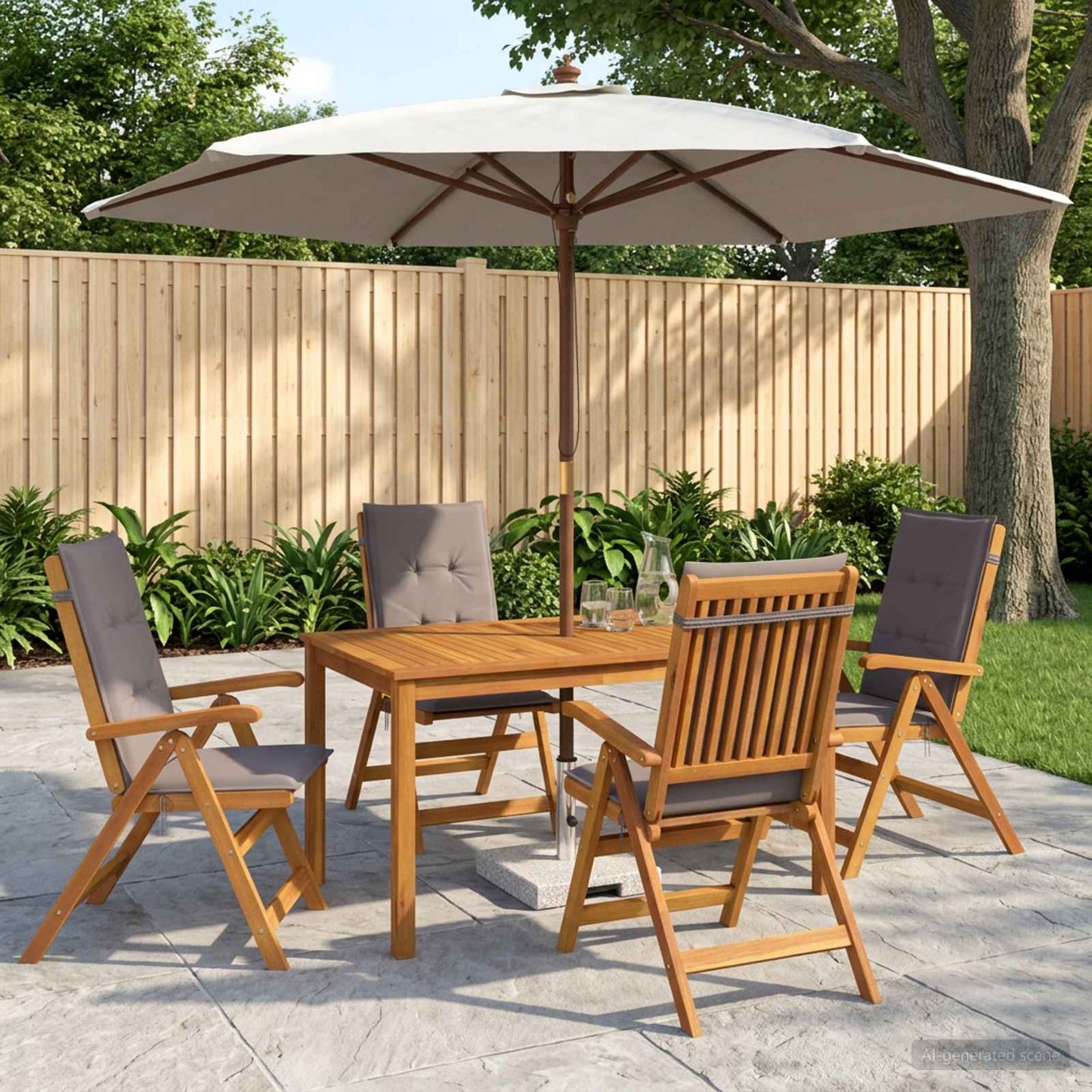 vidaXL 5-Piece Garden Dining Set Natural Solid Acacia Wood