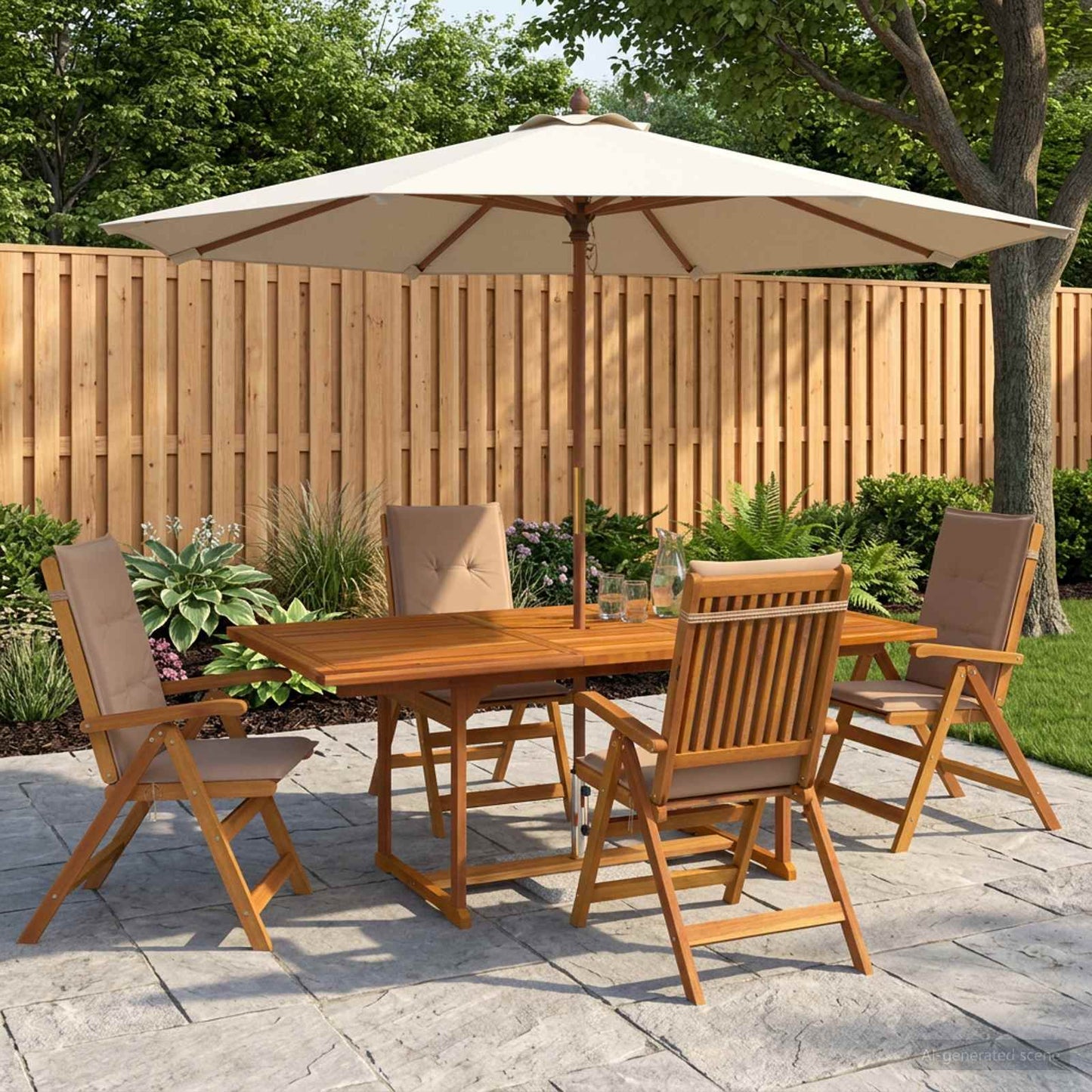 vidaXL 5-Piece Garden Dining Set Natural Solid Acacia Wood
