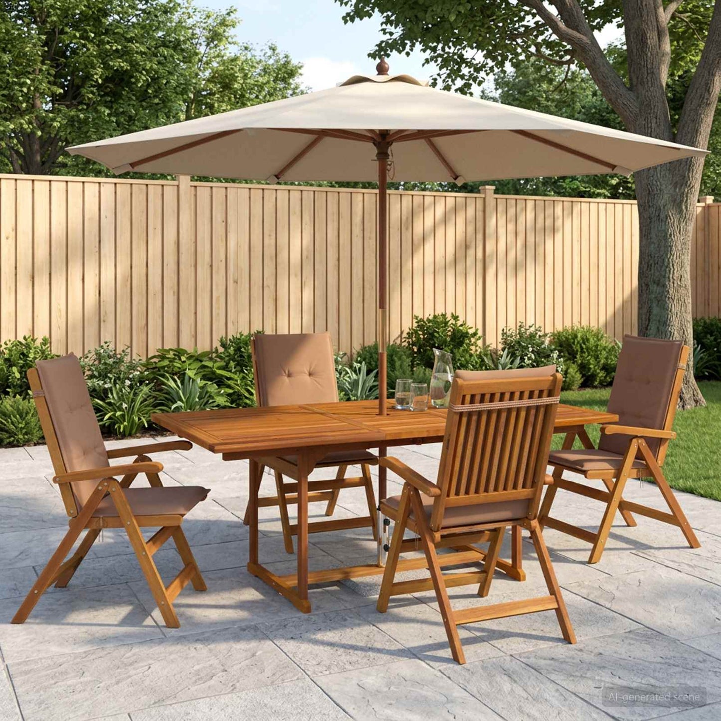 vidaXL 5-Piece Garden Dining Set Natural Solid Acacia Wood