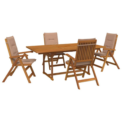 vidaXL 5-Piece Garden Dining Set Natural Solid Acacia Wood