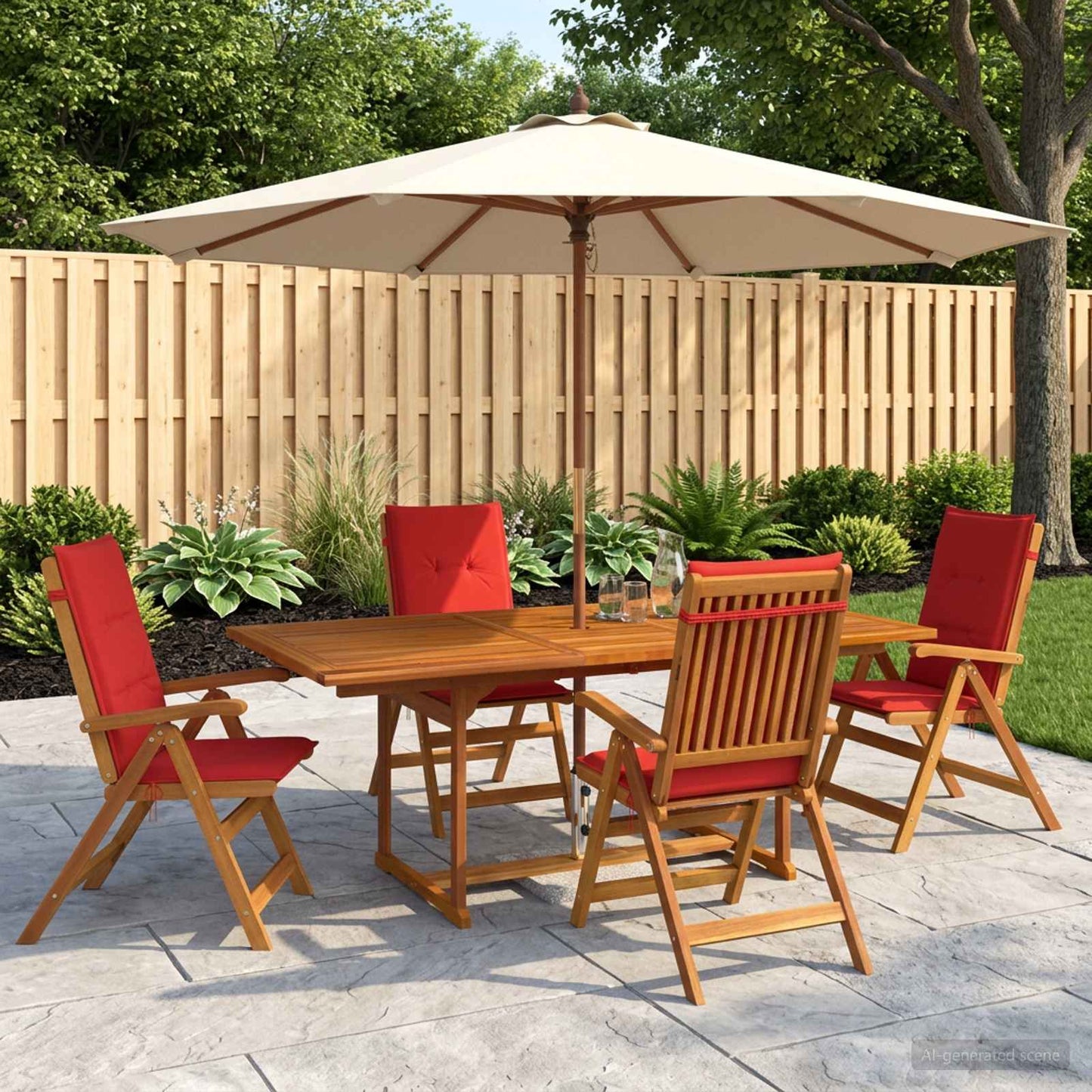 vidaXL 5-Piece Garden Dining Set Natural Solid Acacia Wood