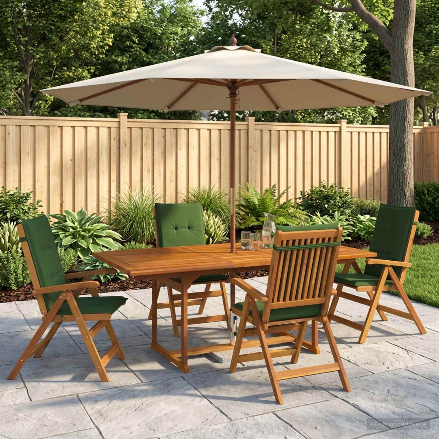 vidaXL 5-Piece Garden Dining Set Natural Solid Acacia Wood