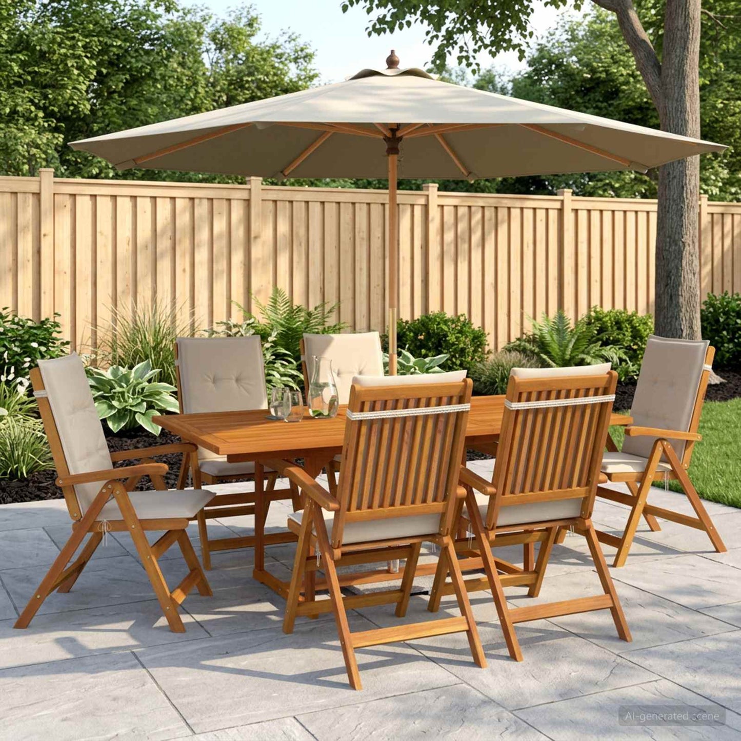 vidaXL 7-Piece Garden Dining Set Natural Solid Acacia Wood