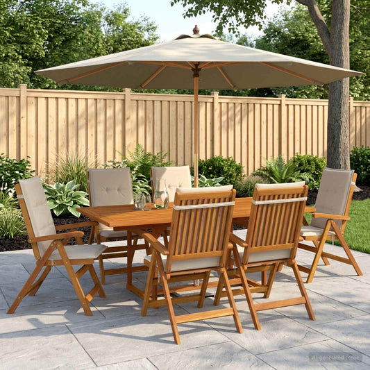 vidaXL 7-Piece Garden Dining Set Natural Solid Acacia Wood