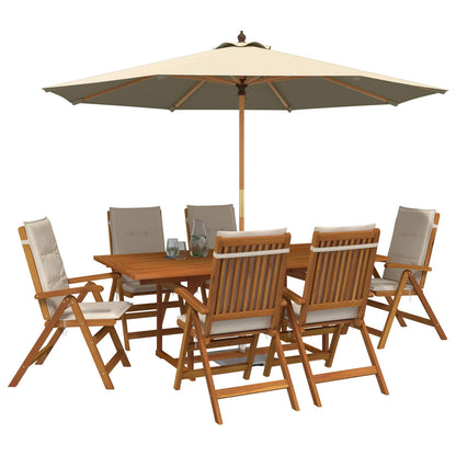 vidaXL 7-Piece Garden Dining Set Natural Solid Acacia Wood