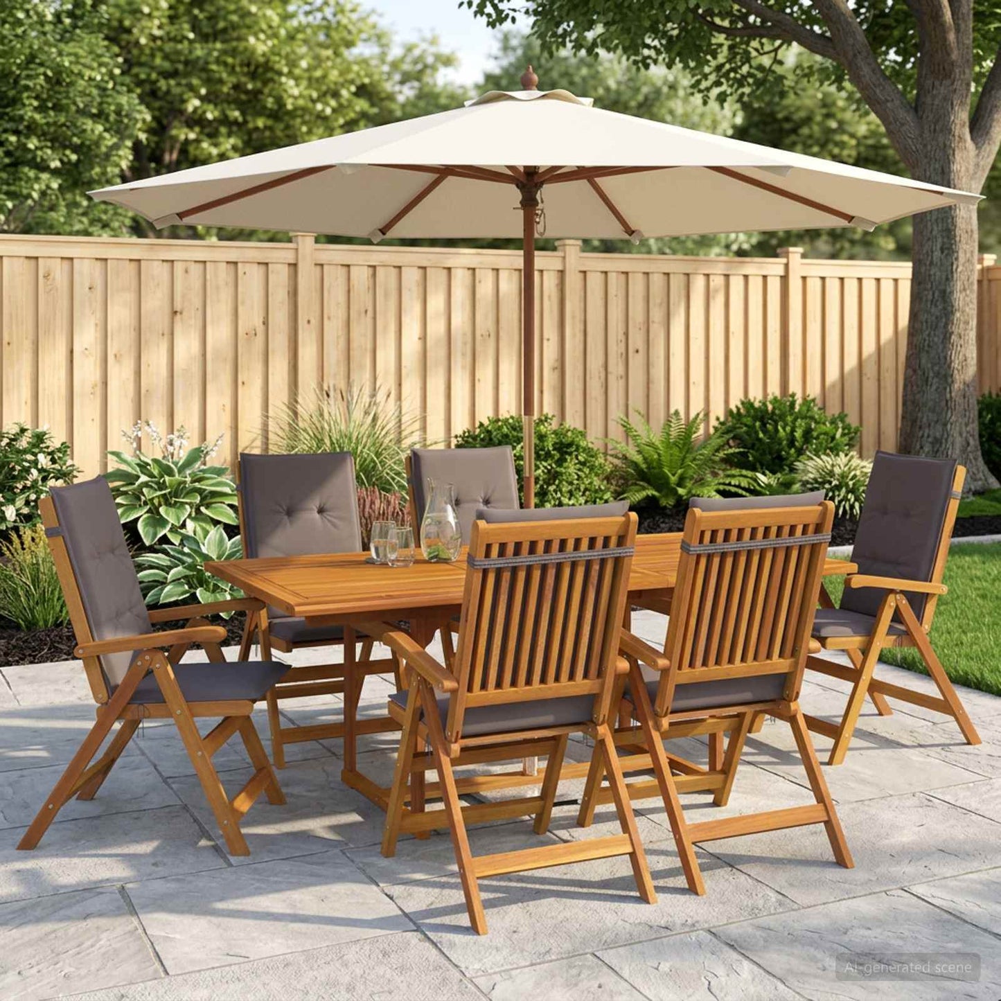 vidaXL 7-Piece Garden Dining Set Natural Solid Acacia Wood