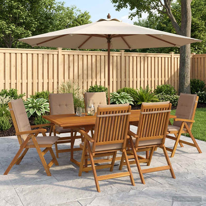 vidaXL 7-Piece Garden Dining Set Natural Solid Acacia Wood