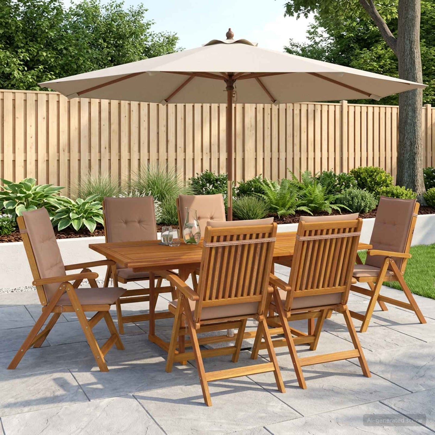 vidaXL 7-Piece Garden Dining Set Natural Solid Acacia Wood