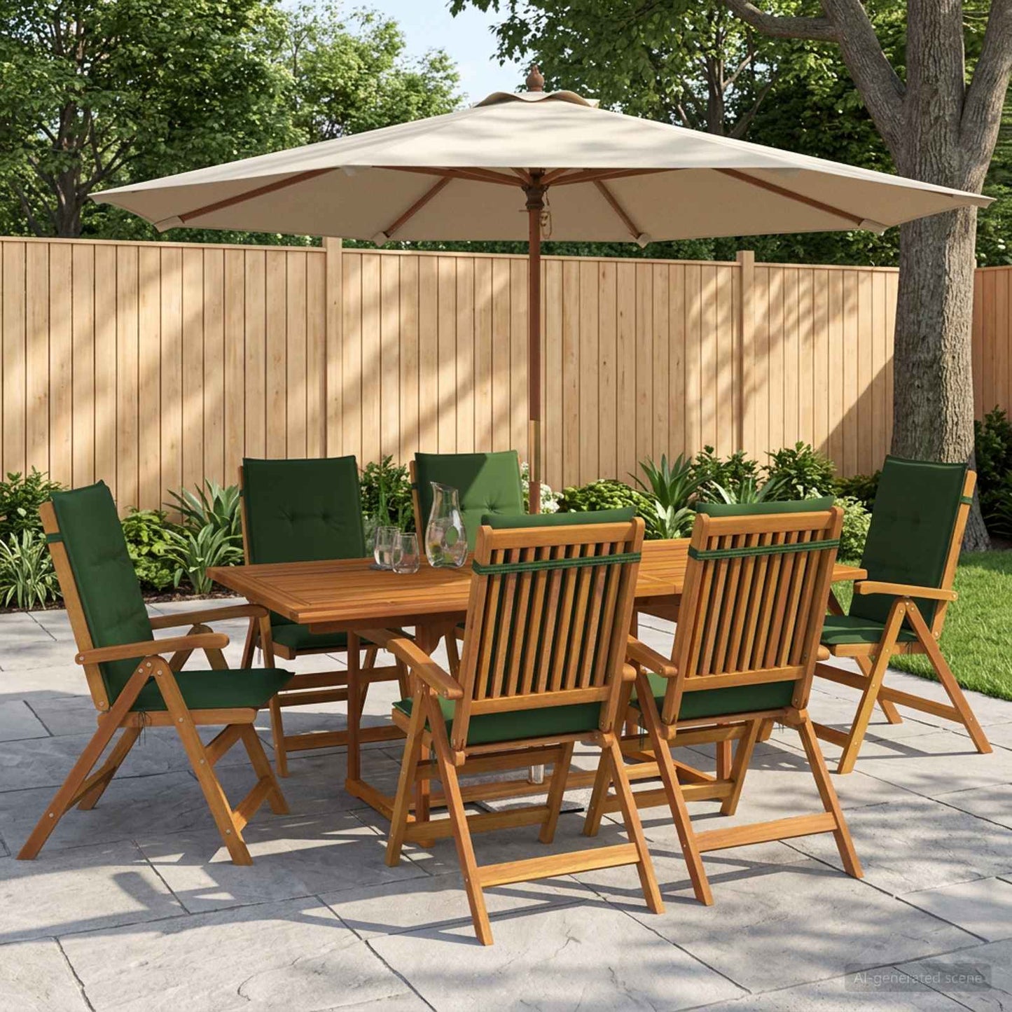 vidaXL 7-Piece Garden Dining Set Natural Solid Acacia Wood