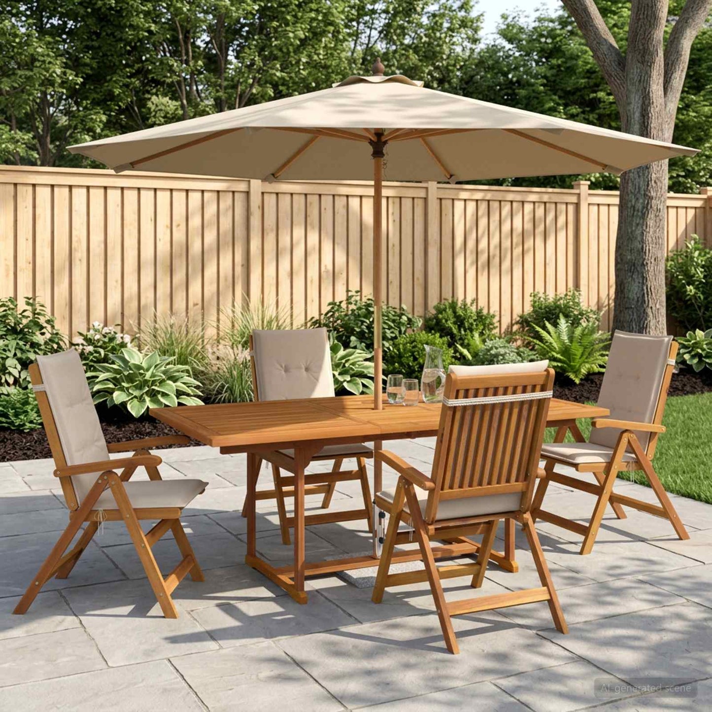 vidaXL 5-Piece Garden Dining Set Natural Solid Acacia Wood