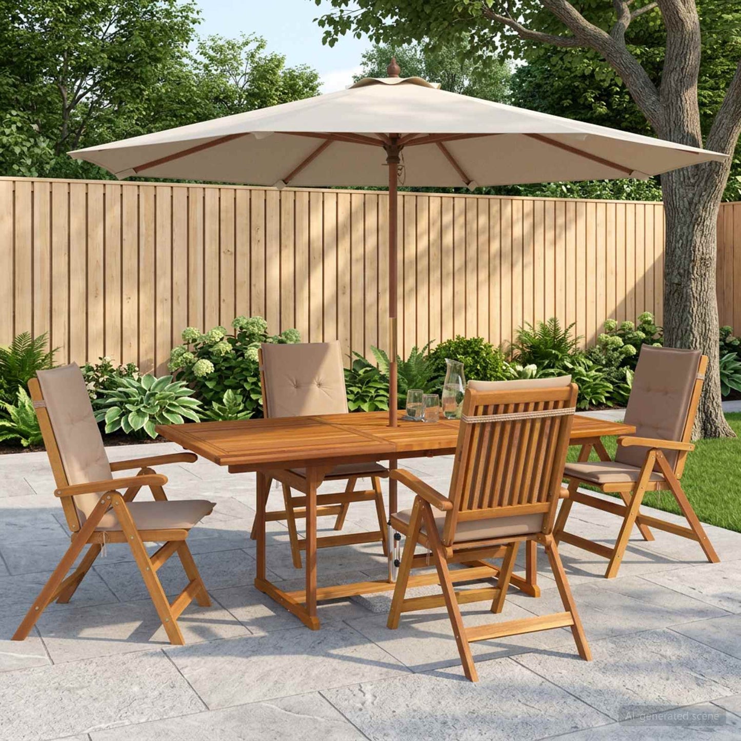 vidaXL 5-Piece Garden Dining Set Natural Solid Acacia Wood
