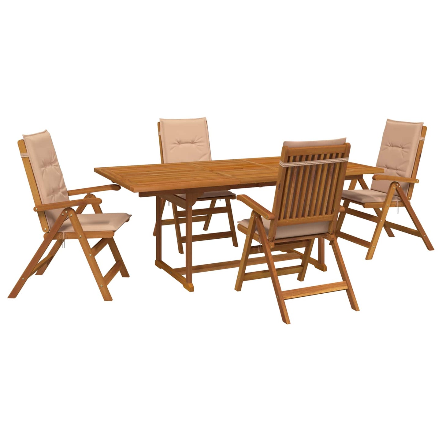 vidaXL 5-Piece Garden Dining Set Natural Solid Acacia Wood