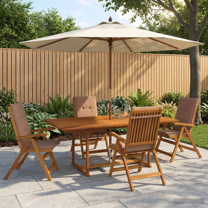 vidaXL 5-Piece Garden Dining Set Natural Solid Acacia Wood