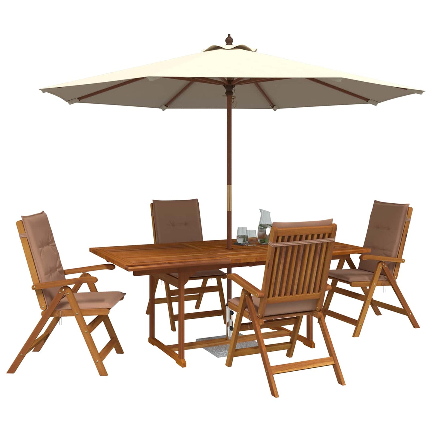 vidaXL 5-Piece Garden Dining Set Natural Solid Acacia Wood