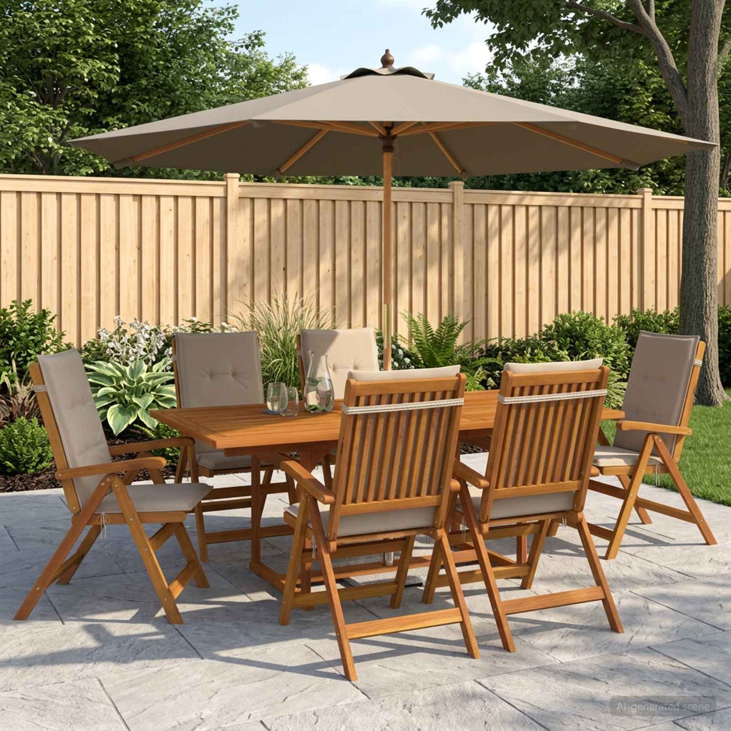 vidaXL 7-Piece Garden Dining Set Natural Solid Acacia Wood