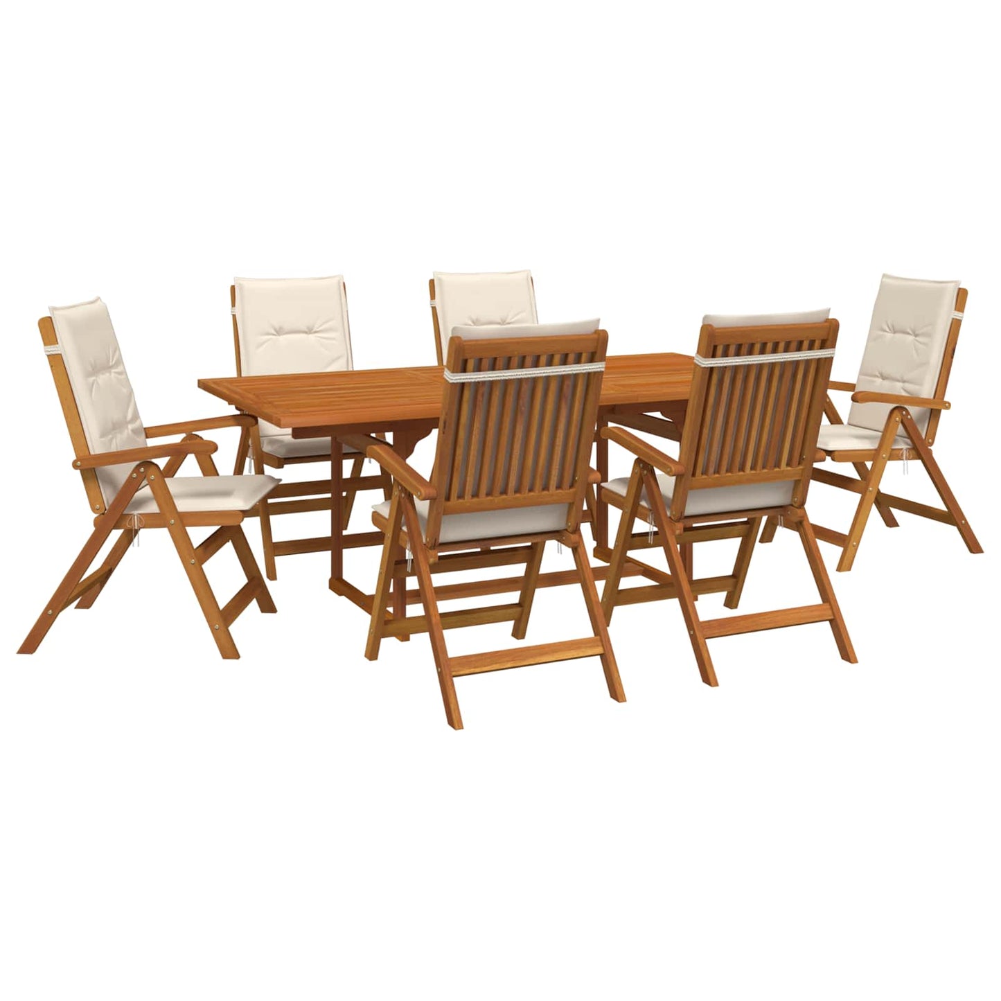 vidaXL 7-Piece Garden Dining Set Natural Solid Acacia Wood