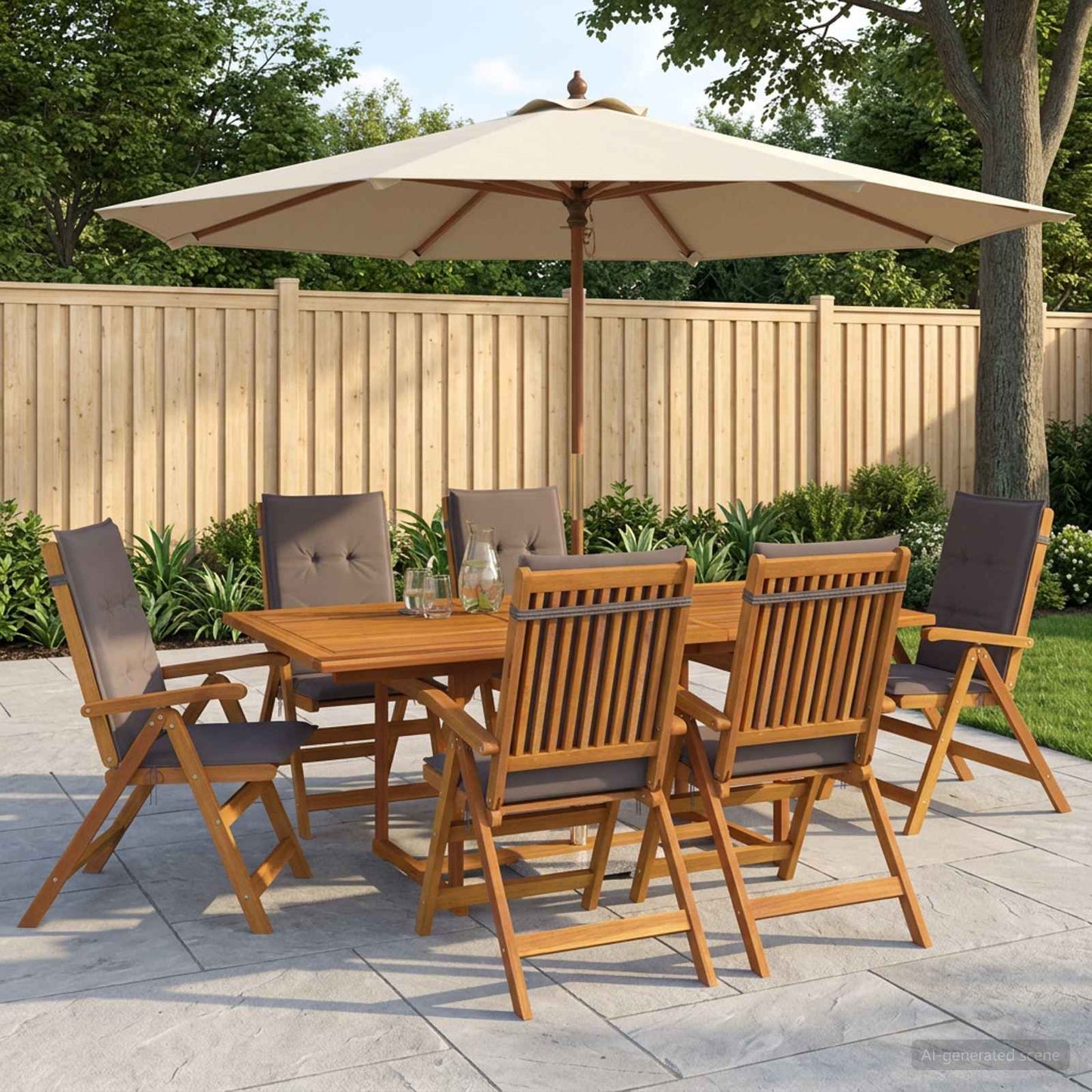 vidaXL 7-Piece Garden Dining Set Natural Solid Acacia Wood
