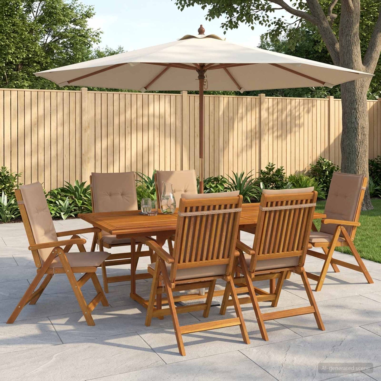vidaXL 7-Piece Garden Dining Set Natural Solid Acacia Wood