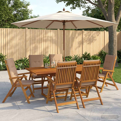 vidaXL 7-Piece Garden Dining Set Natural Solid Acacia Wood