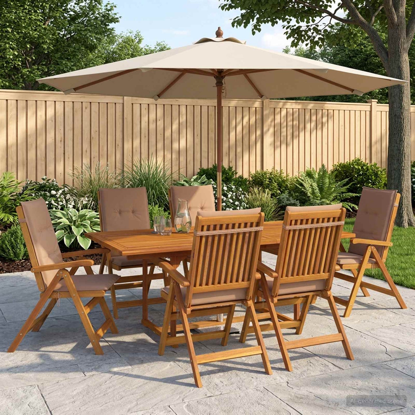 vidaXL 7-Piece Garden Dining Set Natural Solid Acacia Wood
