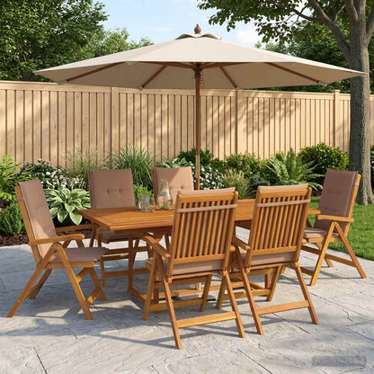 vidaXL 7-Piece Garden Dining Set Natural Solid Acacia Wood