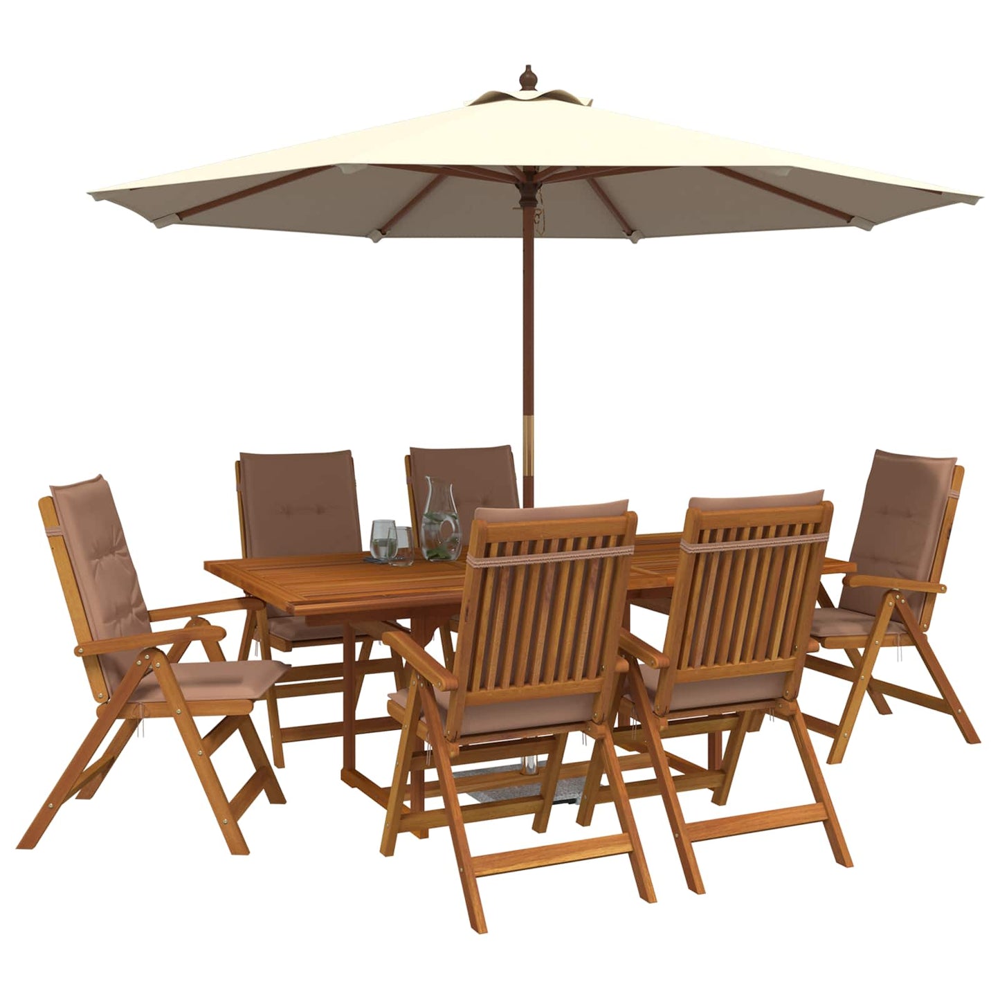 vidaXL 7-Piece Garden Dining Set Natural Solid Acacia Wood