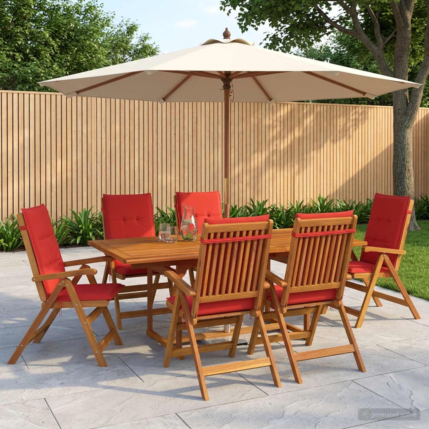 vidaXL 7-Piece Garden Dining Set Natural Solid Acacia Wood