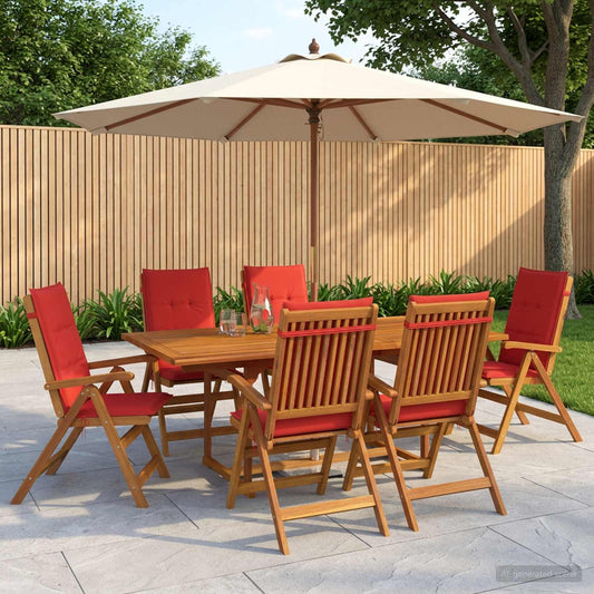 vidaXL 7-Piece Garden Dining Set Natural Solid Acacia Wood