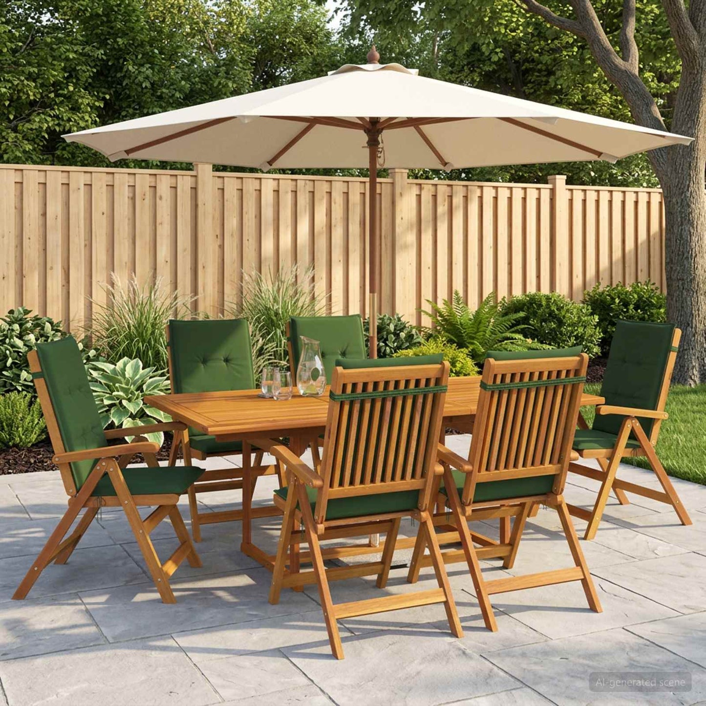 vidaXL 7-Piece Garden Dining Set Natural Solid Acacia Wood