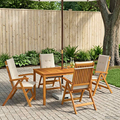 vidaXL 5-Piece Garden Dining Set 4-Seaters Cream Solid Acacia Wood