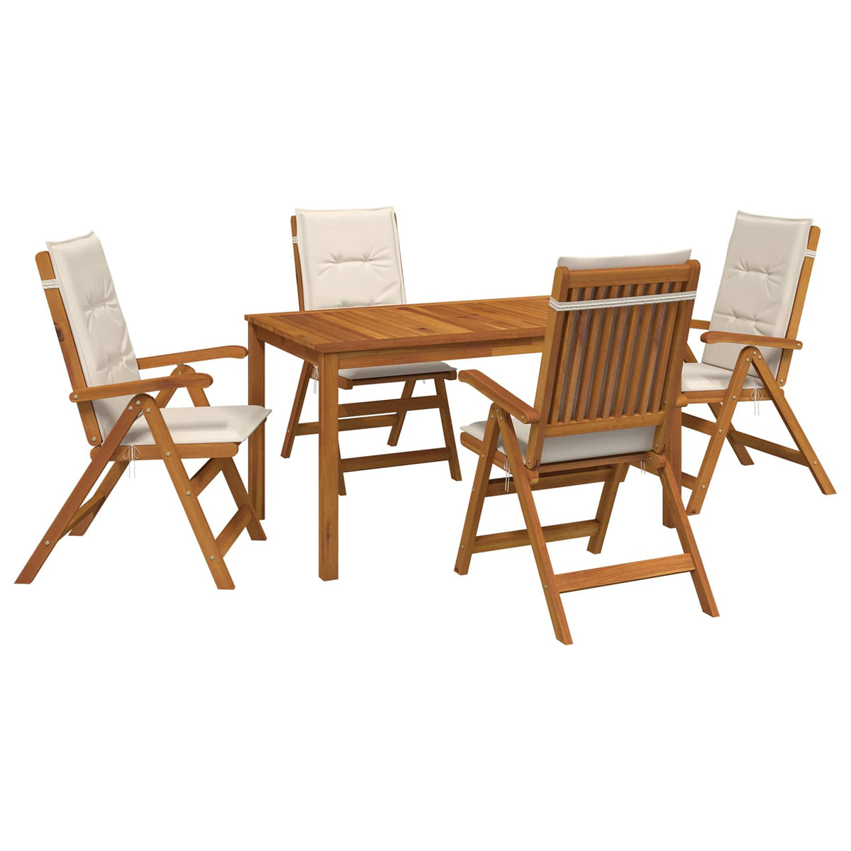 vidaXL 5-Piece Garden Dining Set 4-Seaters Cream Solid Acacia Wood