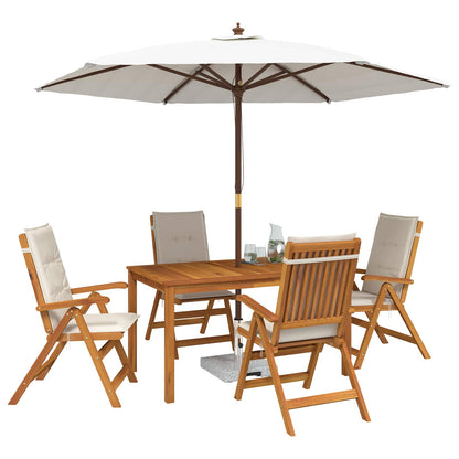 vidaXL 5-Piece Garden Dining Set 4-Seaters Cream Solid Acacia Wood