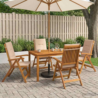 vidaXL 5-Piece Garden Dining Set 4-Seaters Beige Solid Acacia Wood