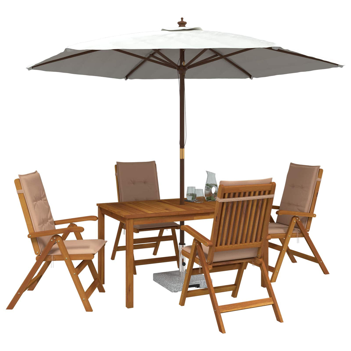 vidaXL 5-Piece Garden Dining Set 4-Seaters Beige Solid Acacia Wood