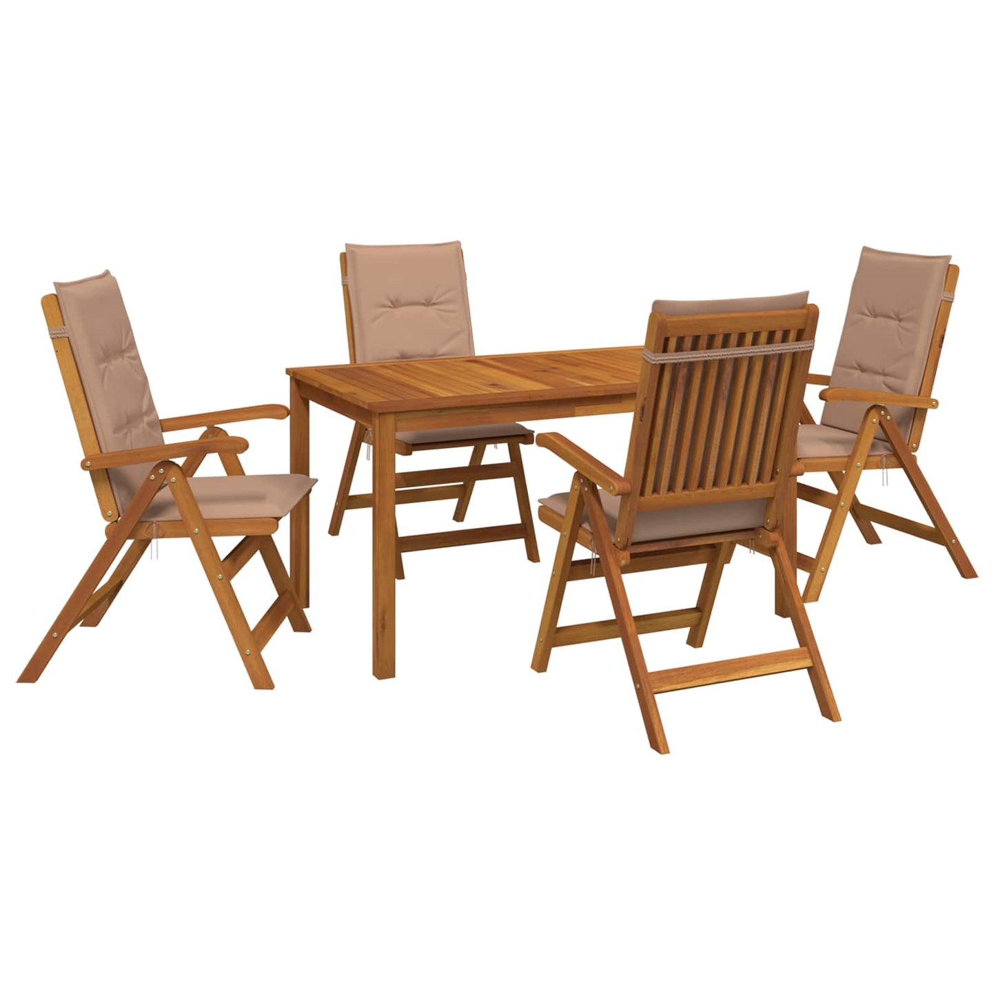 vidaXL 5-Piece Garden Dining Set Natural Solid Acacia Wood