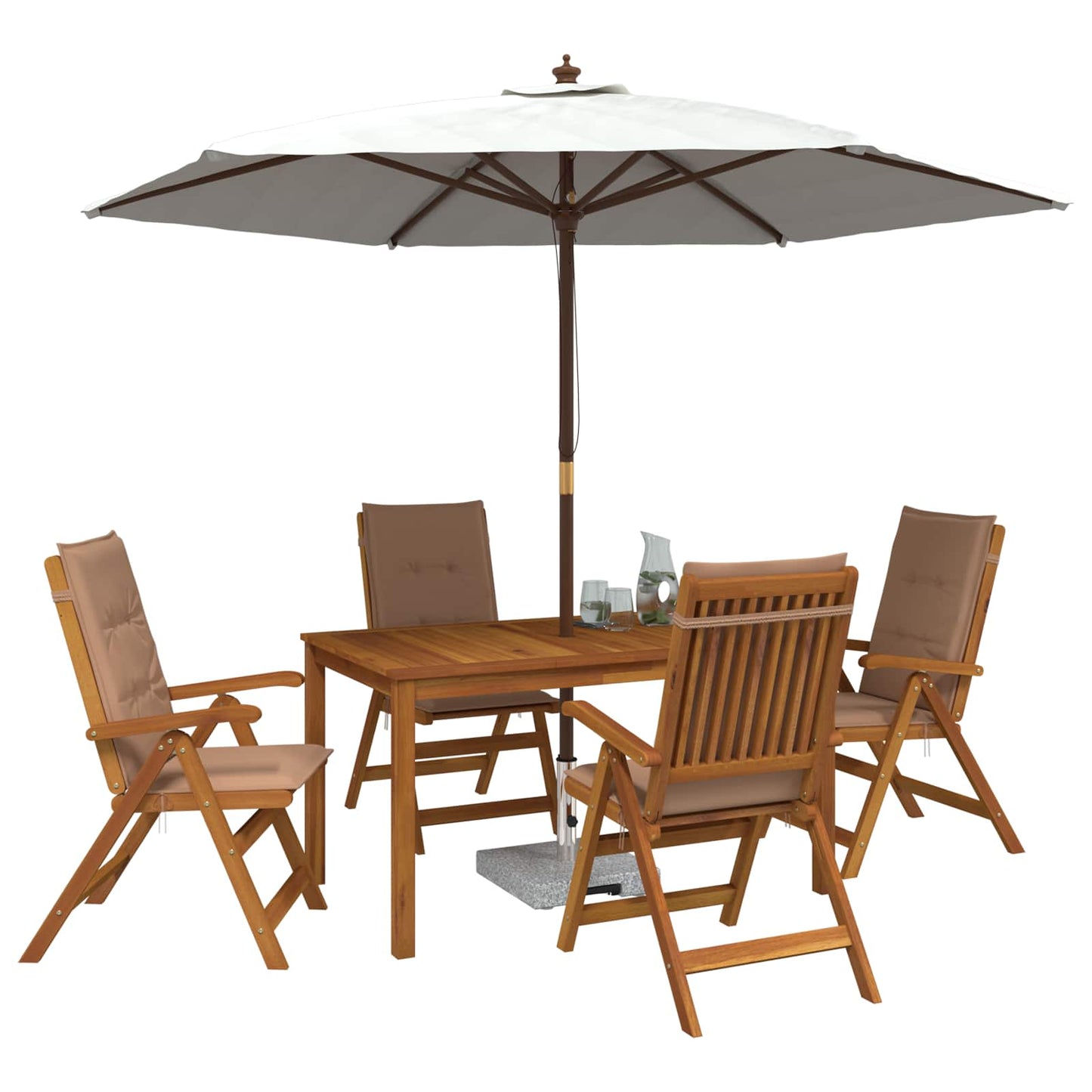 vidaXL 5-Piece Garden Dining Set Natural Solid Acacia Wood