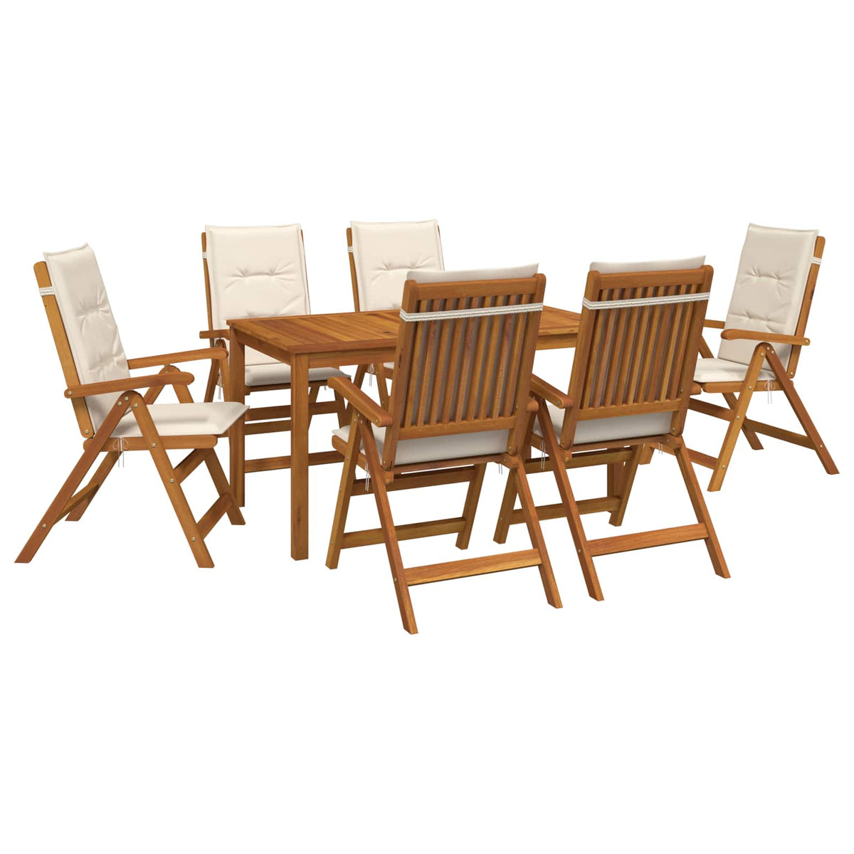 vidaXL 7-Piece Garden Dining Set Natural Solid Acacia Wood